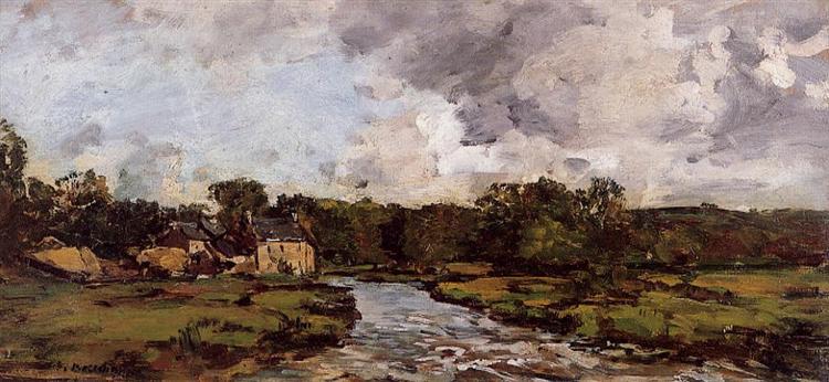 River near hospital, c.1873 - Эжен Буден