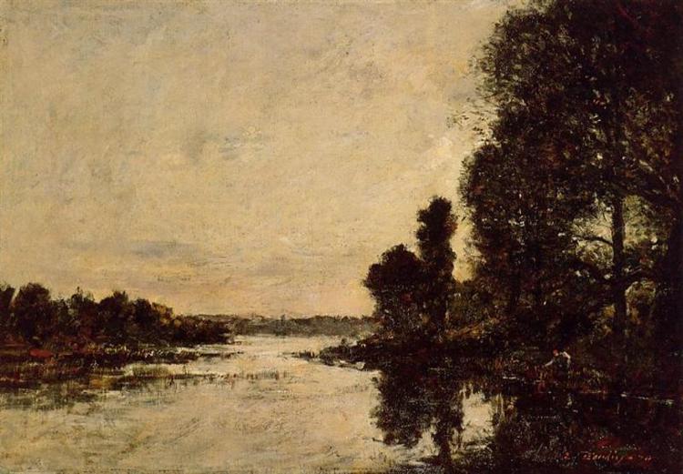 Saint-Valery-sur-Somme Moonrise over the Canal, c.1891 - Эжен Буден
