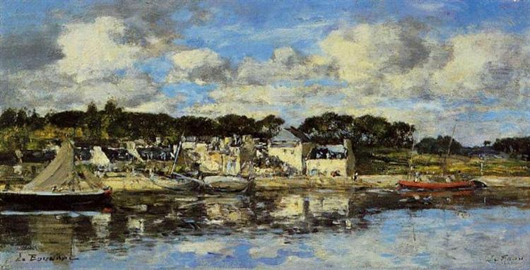 The Village and the Port on the River, c.1873 - Eugene Boudin