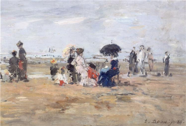 Trouville, scene on the beach - Eugene Boudin