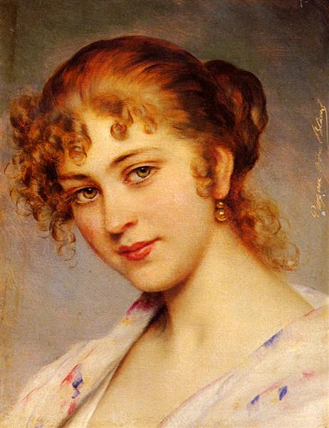 A Portrait Of A Young Lady - Eugen de Blaas