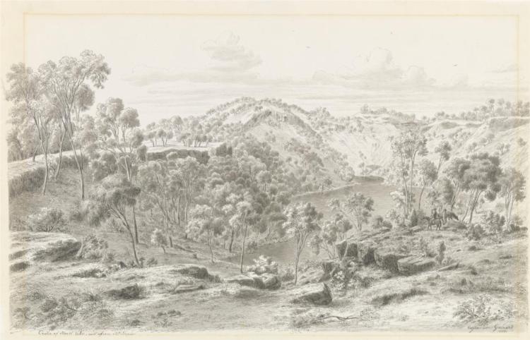 Crater of Mount Eccles, West from Mount Napier, 1858 - Eugene von Guérard