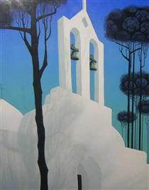 Church Tower Original Painting - Ейвінд Ерл