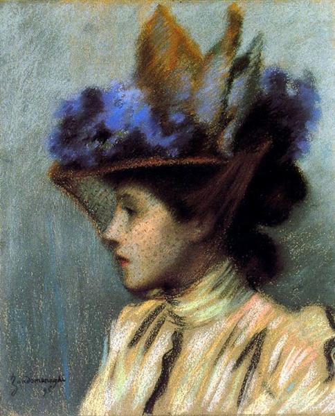 Lady with a hat, 1895 - Федеріко Дзандоменегі