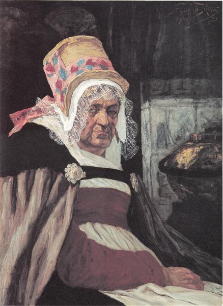 Head of old woman from Antwerp, 1873 - Фелисьен Ропс