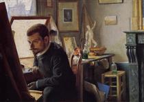 Félix Jasinsky dans son atelier de gravure - Félix Vallotton
