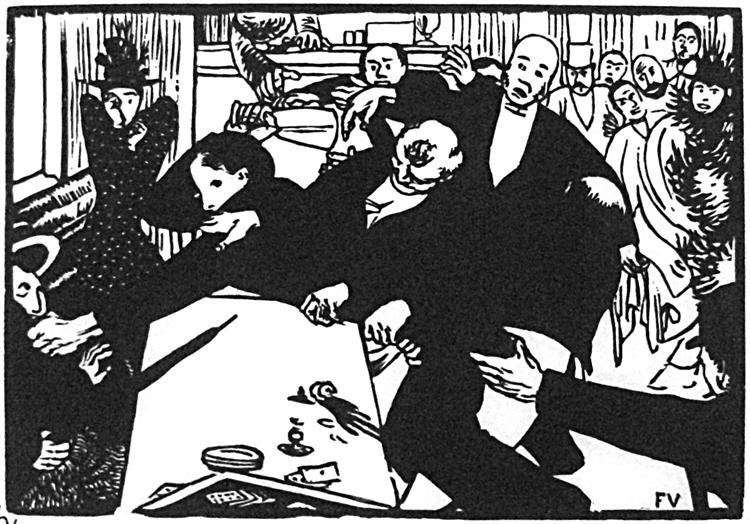 The brawl at the scene or cafe, 1892 - Félix Vallotton