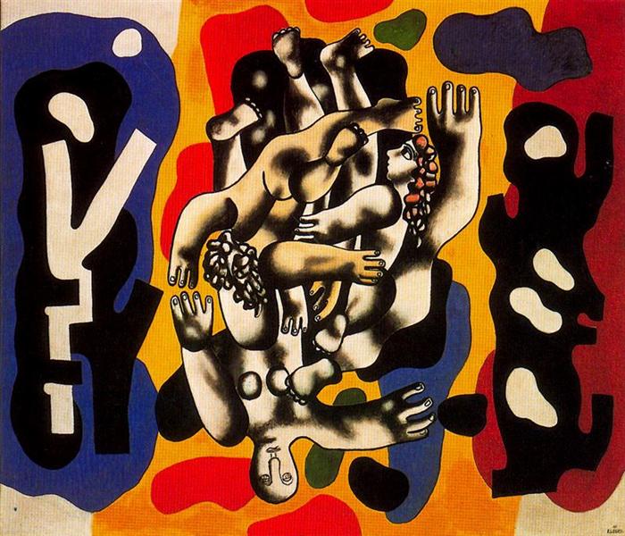 Diver on a yellow background - Fernand Leger