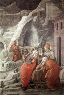 St. John Taking Leave of his Parents (detail) - Filippo Lippi