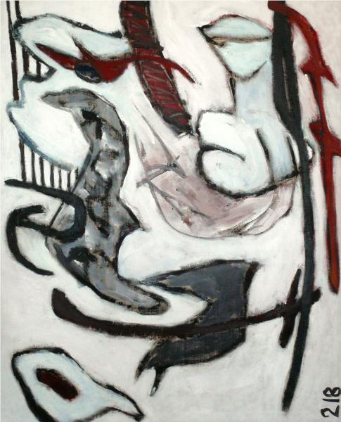 Shamanistic painting  - abstract painting by Fons Heijnsbroek - Dutch artist, 1988 - Fons Heijnsbroek