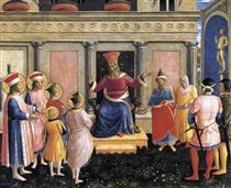 Die Heiligen Cosmas und Damian und ihre Brüder vor dem Prokonsul Lysias - Fra Angelico