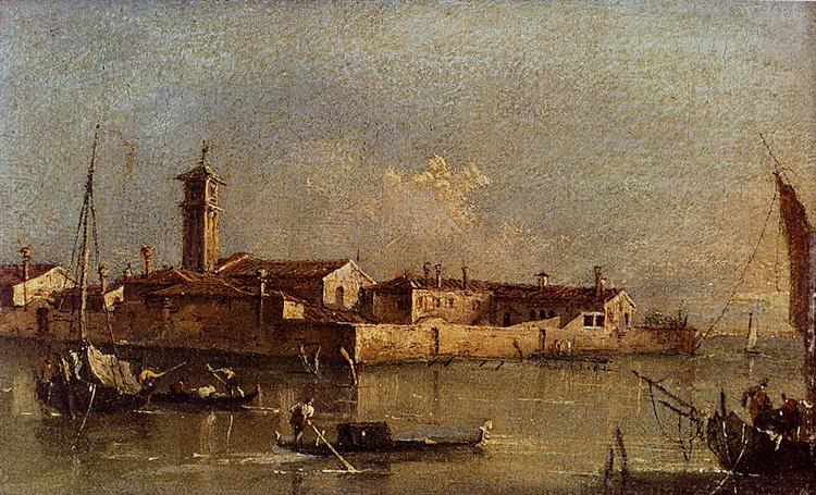 View of the Island of San Michele near Murano, Venice - Франческо Гварди