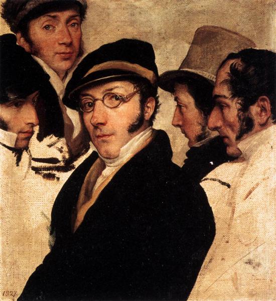 Self Portrait in a Group of Friends, c.1825 - Франческо Хайес
