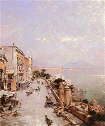 A View of Posilippo, Naples - Франц Рихард Унтербергер