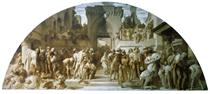 Cartoon for the fresco "The Arts of Industry as Applied to War" - Frederic Leighton, 1. Baron Leighton