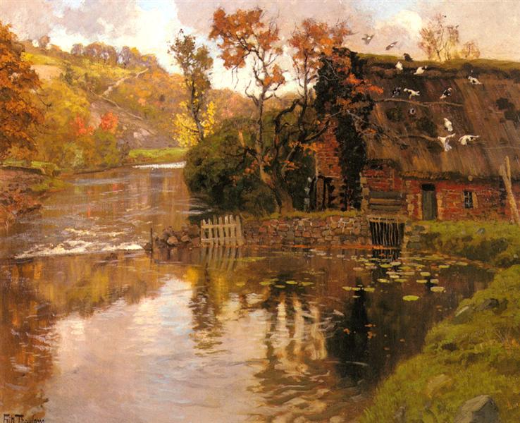 Cottage by a Stream - Frits Thaulow