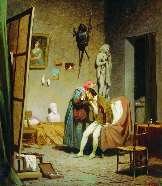 Sick artist, 1861 - Федір Бронников