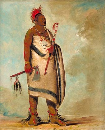 Shonka Sabe (Black Dog). Chief of the Hunkah division of the Osage tribe, 1834 - George Catlin