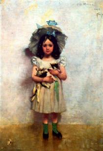 Girl with Cats - Георге Деметреску Миреа