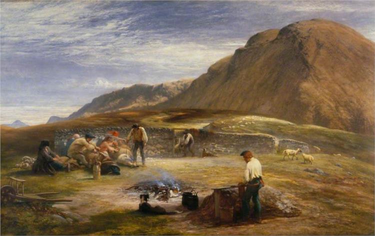 Sheep Shearing, 1859 - Джордж Харві