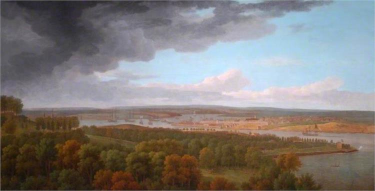 A View of Hamoze and Plymouth Dock from Mount Edgcumbe - George Lambert