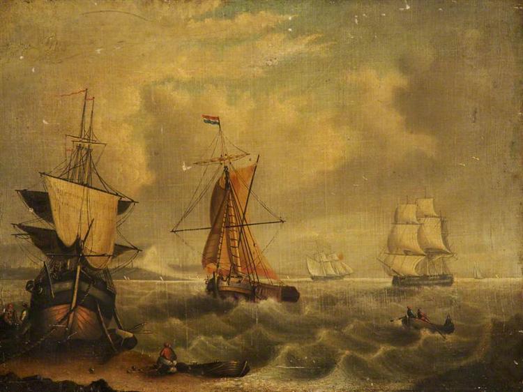 English and French Fishing Boats off Yarmouth - George Morland