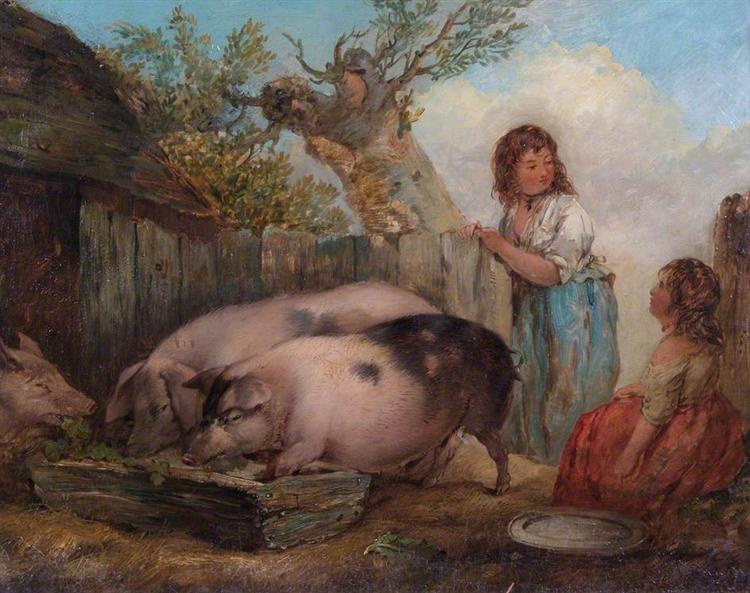 Pigs in a Farmyard - Джордж Морланд
