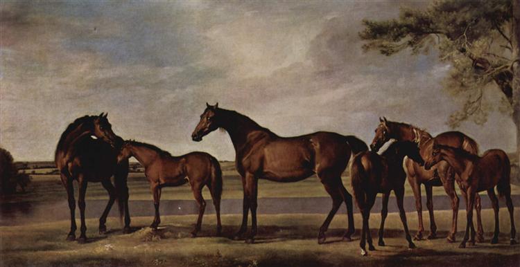 Mares and foals are anxious before a looming storm, 1764 - 1765 - George Stubbs