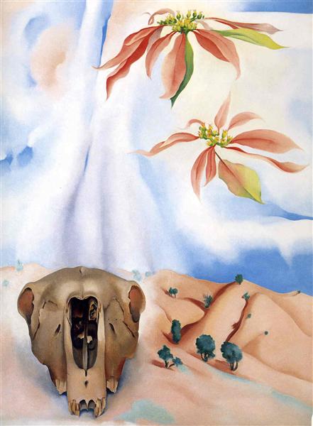 Mule`s Skull with Pink Poinsettias, 1936 - Georgia O’Keeffe