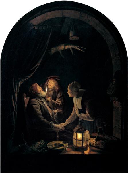 Dentist by Candlelight, c.1660 - c.1665 - Герард Доу