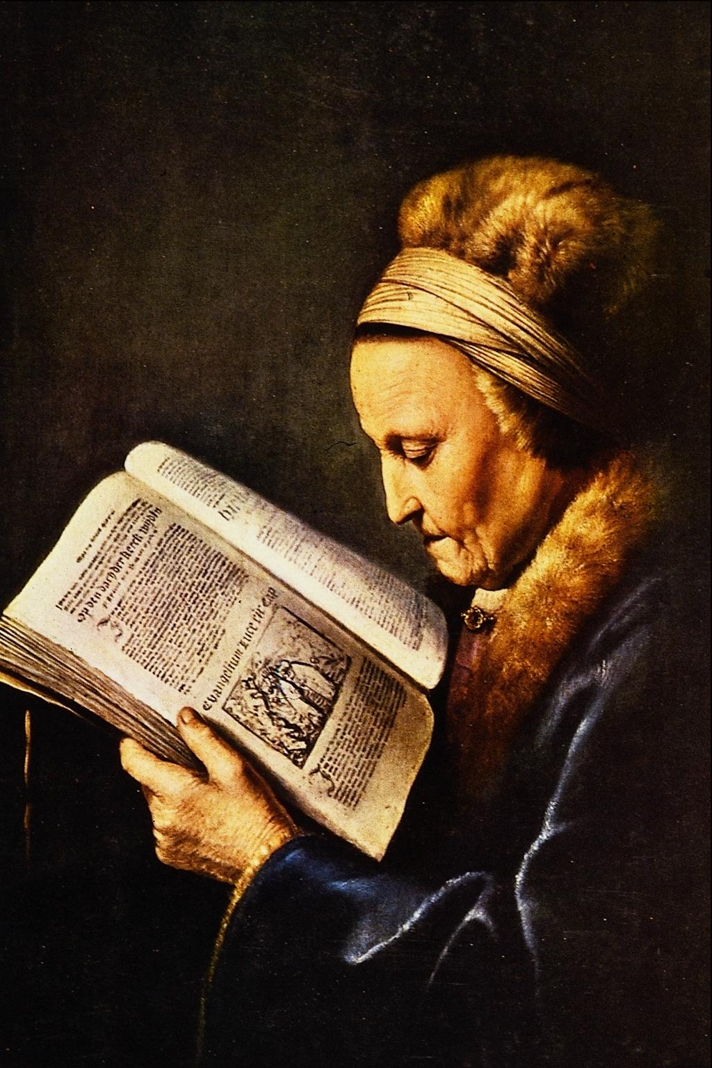 Portrait of an old woman reading - Gerrit Dou - WikiArt.org