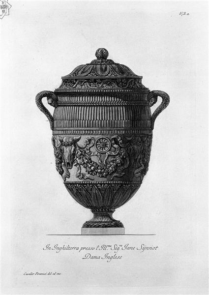 Antique vase of marble decorated with ox skulls and garlands - Giovanni Battista Piranesi