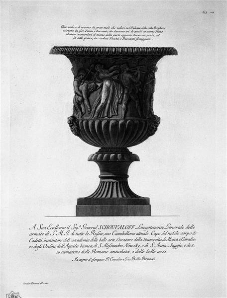 Antique vase of marble great deal in the Palace of the Villa Borghese - Giovanni Battista Piranesi
