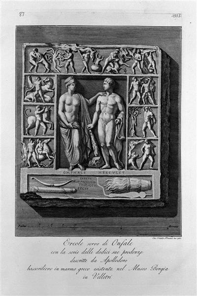 Other greek marble bas-relief with Hercules and Omphale, exists in the same Museum (inc F Piranesi) - Джованни Баттиста Пиранези