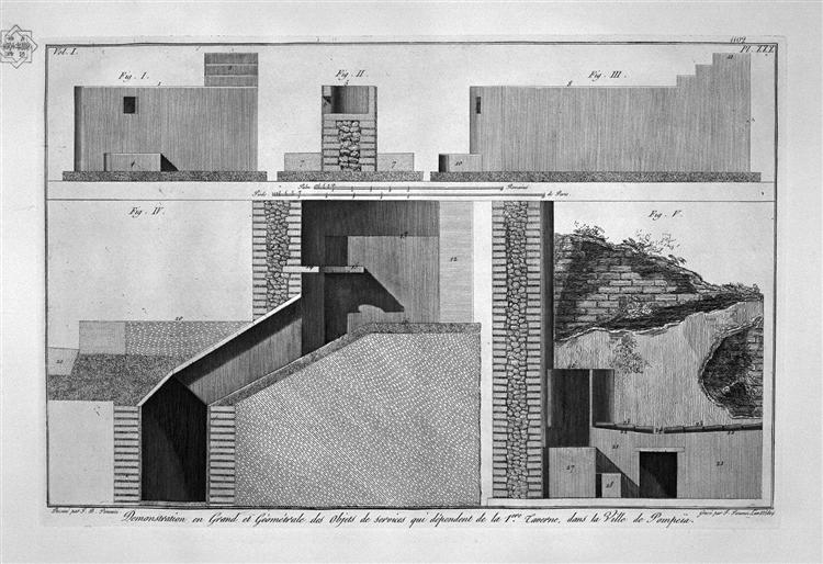Plan and cross section of the first tavern - Giovanni Battista Piranesi