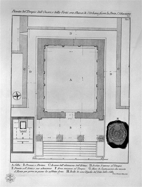 Plan and elevation rear of the Temple of the Sibyl at Tivoli - Джованні Баттіста Піранезі