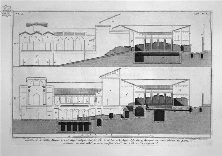 Second floor plan of the three-story house - Giovanni Battista Piranesi