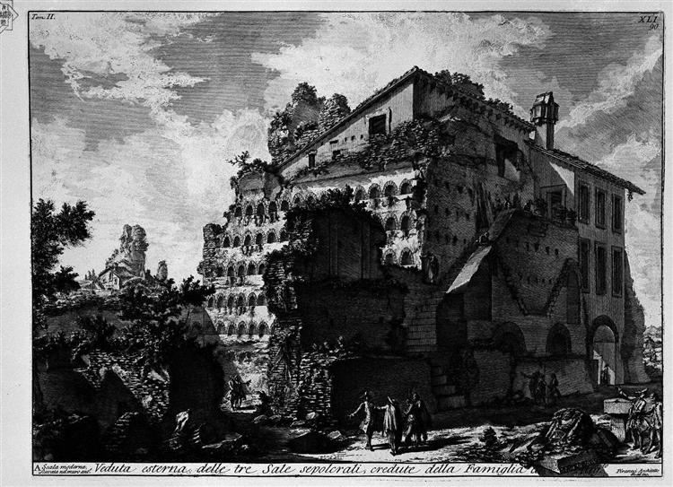 The Roman antiquities, t. 2, Plate XLI. External view of the three rooms before burial., 1756 - Джованни Баттиста Пиранези