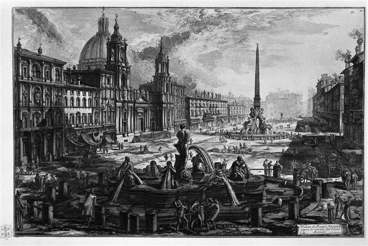 View of the Piazza Navona on the ruins of the Circus Agonale - Джованни Баттиста Пиранези