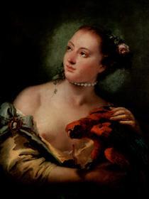A Young Woman With a Macaw - Giovanni Battista Tiepolo