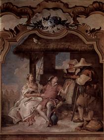Angelica and Medorus accompanied by two peasants - Giovanni Battista Tiepolo