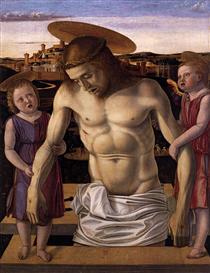 Toter Christus unterstützt von zwei Engeln - Giovanni Bellini