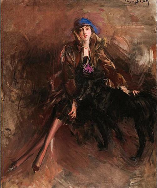 Lady with Black Greyhound - Джованні Болдіні