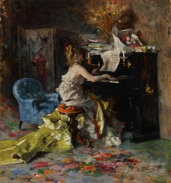 Woman at a Piano, 1871 - c.1879 - 乔瓦尼·波尔蒂尼