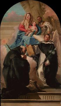 Madonna and Child with Three Saints - Giovanni Domenico Tiepolo
