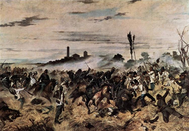 The attack on the Madonna Scoperta (The Battle of Montebello), 1864 - 1868 - Giovanni Fattori