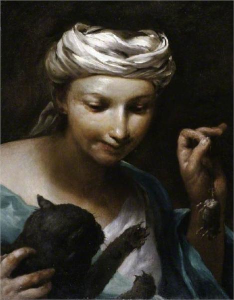 Girl with a Cat, 1700 - Джузеппе Марія Креспі