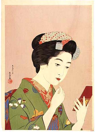 Woman Holding Lipstick, 1920 - 橋口五葉