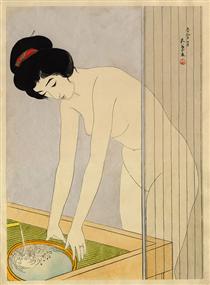 Woman Washing Her Face - Гоё Хасигути