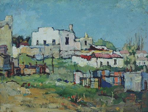 Houses on a hillside, Bo-Kaap, 1940 - Gregoire Boonzaier